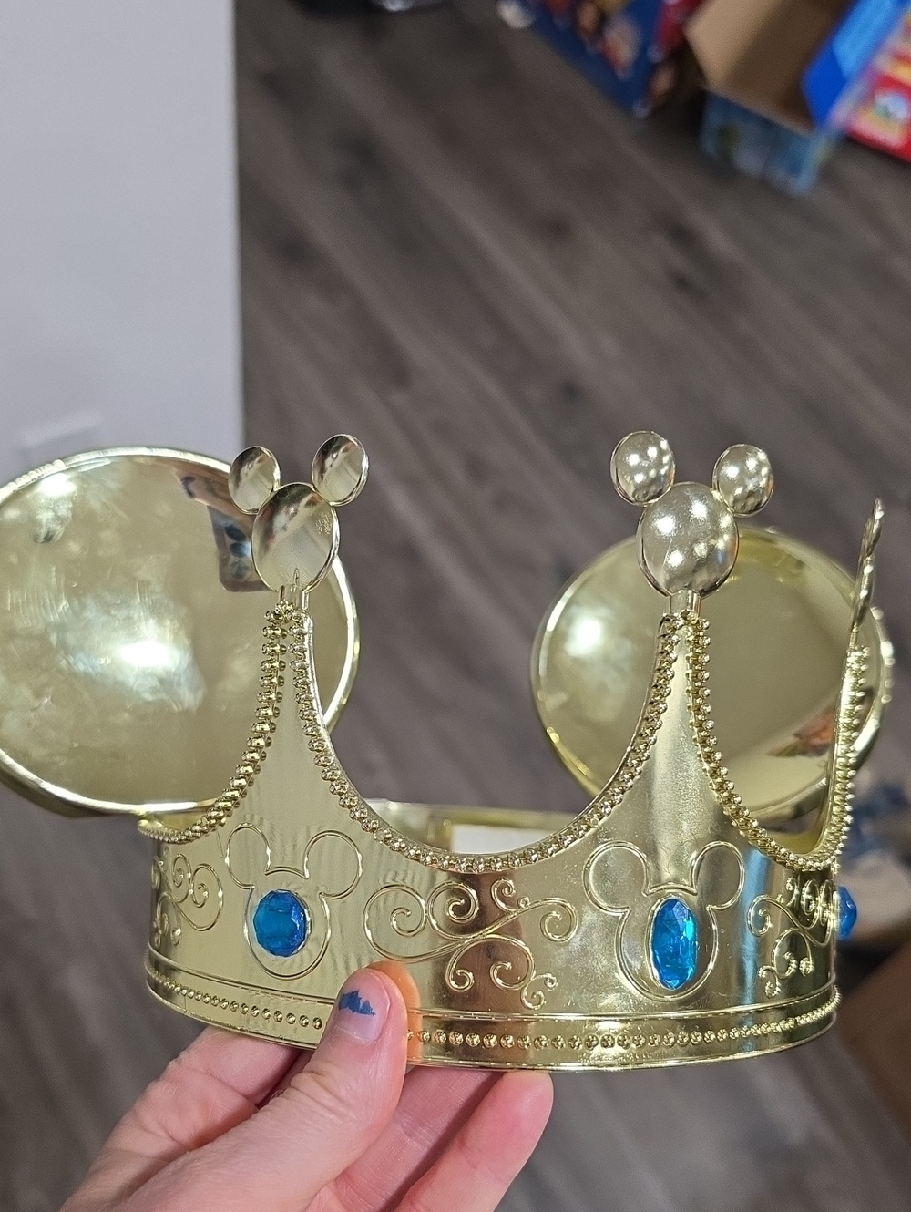 Disney MICKEY Kids Crown Headband with Blue Gem Accents